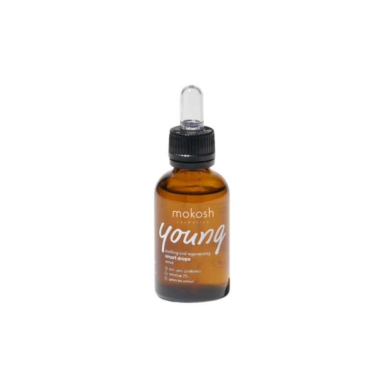 Raminamasis ir atkuriamasis veido serumas Mokosh Young „Smart drops“ 30 ml
