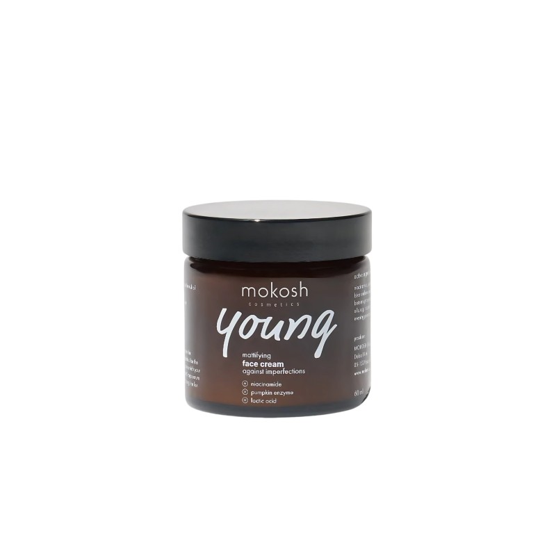 Veido kremas probleminei odai, suteikiantis matinį efektą ,,Mokosh Young“ 60 ml