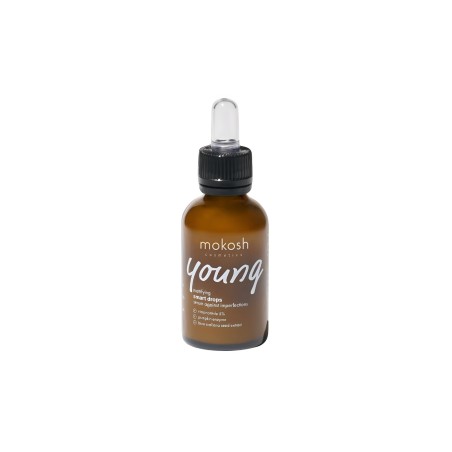 Matinį efektą suteikiantis veido serumas probleminei odai Mokosh Young „Smart drops“ 30 ml